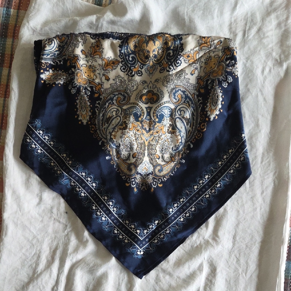 Navy and Cream Paisley Bandana Top